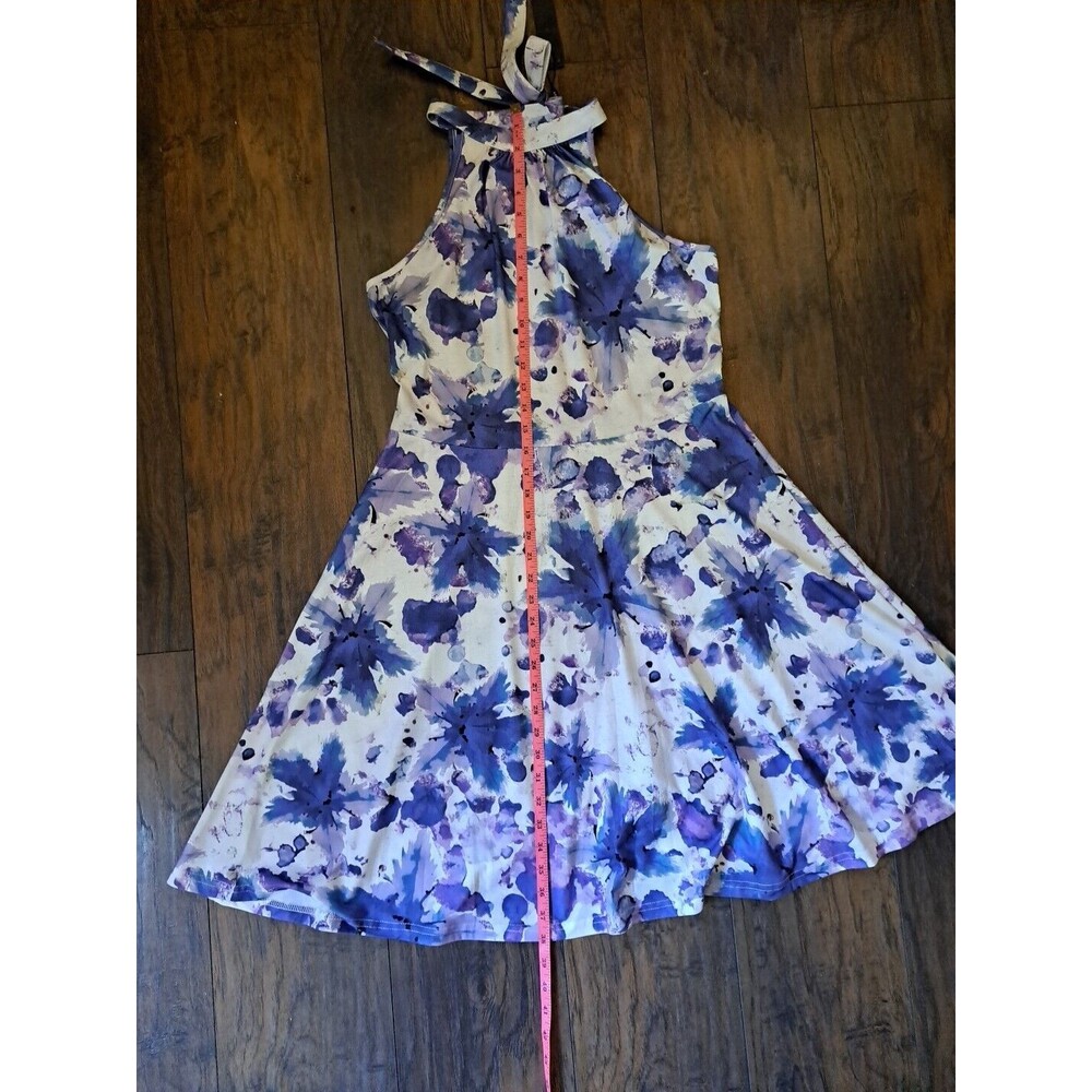 OUGES OE Halter Neck Dress Sz Large Floral Casual… - image 11